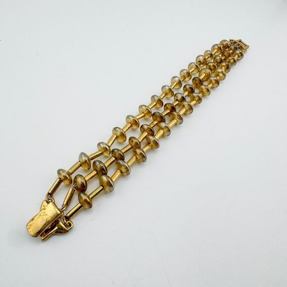 Vintage Monet 3-Strand Bracelet - Retro MCM Minimalist Glamour Layered Timeless - Picture 2 of 8